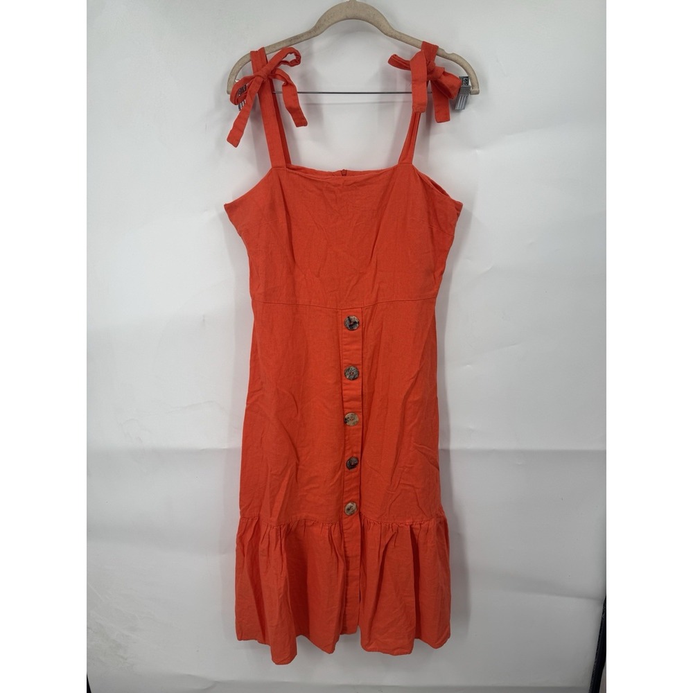 Emma & Michele Line Blend Midi Dress Women‎ L Orange Peasant Milk Maid Coquette